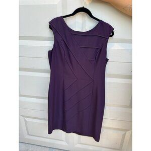 Ellen Tracy Purple Sleeveless Sheath Dress Womens Size 16 Elegant Design